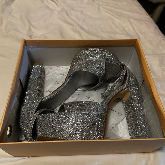 Billini Silver Rhinestone Platform Heels - Picture 7 of 7